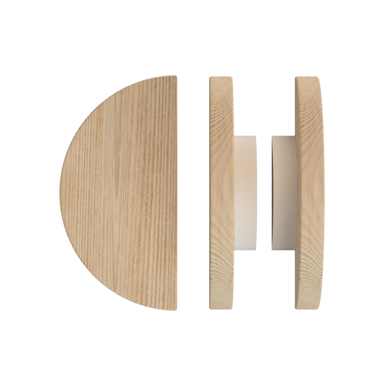 Pair T02 Timber Entrance Pull Handle, Tasmanian Oak, Back to Back Pair, Ø300mm, in Raw Timber (ready to stain or paint) in Tasmanian Oak / Powder Coat