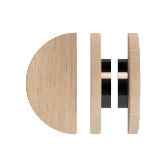 Pair T02 Timber Entrance Pull Handle, Victorian Ash, Back to Back Pair, Ø300mm, in Raw Timber (ready to stain or paint) in Victorian Ash / Black