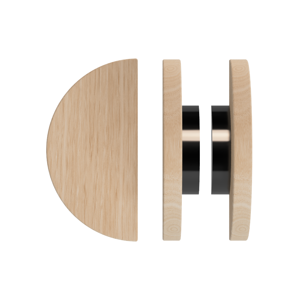 Pair T02 Timber Entrance Pull Handle, Victorian Ash, Back to Back Pair, Ø300mm, in Raw Timber (ready to stain or paint) in Victorian Ash / Black