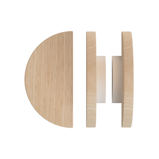 Pair T02 Timber Entrance Pull Handle, Victorian Ash, Back to Back Pair, Ø300mm, in Raw Timber (ready to stain or paint) in Victorian Ash / Powder Coat