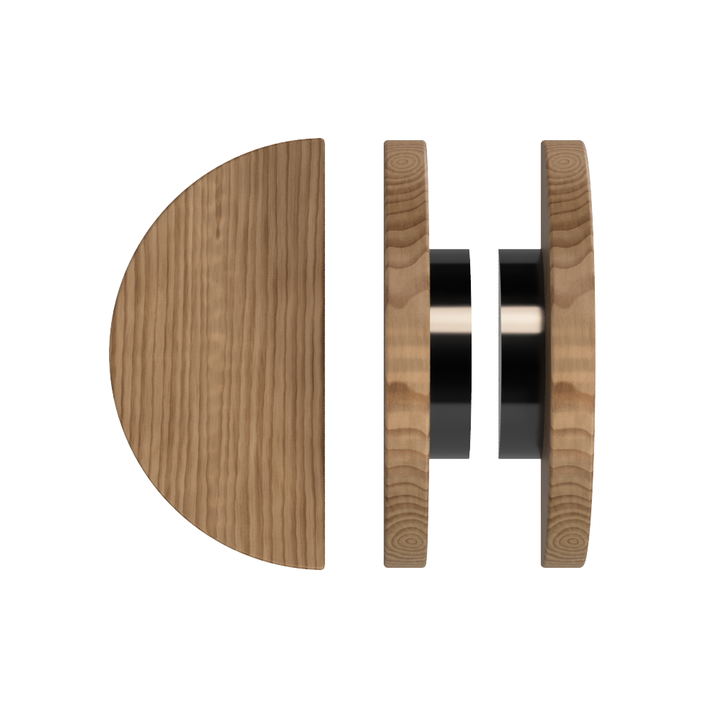 Pair T02 Timber Entrance Pull Handle, American Walnut, Back to Back Pair, Ø300mm, in Raw Timber (ready to stain or paint) in Walnut / Black