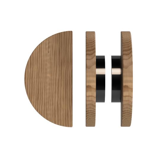 Pair T02 Timber Entrance Pull Handle, American Walnut, Back to Back Pair, Ø300mm, in Raw Timber (ready to stain or paint) in Walnut / Black