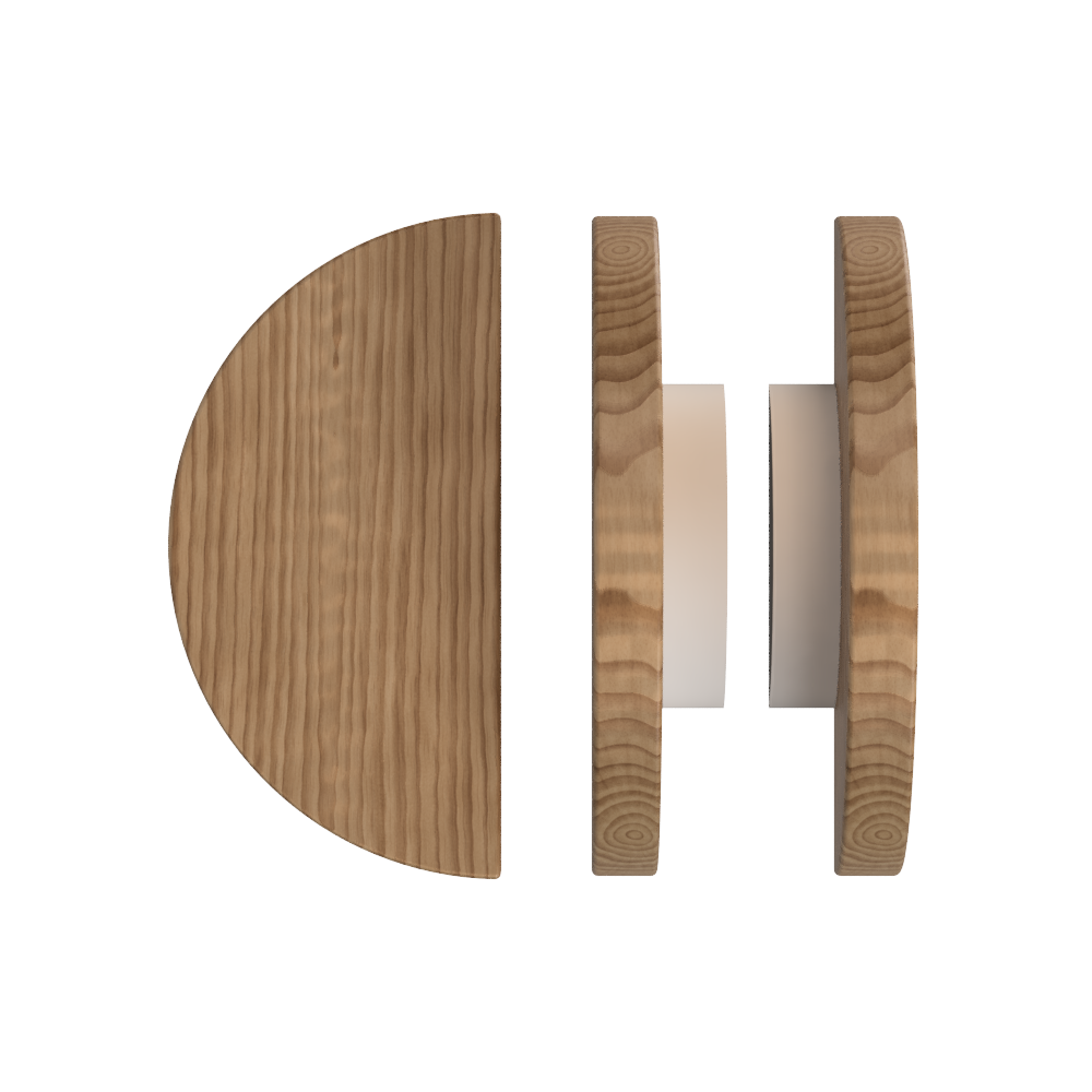 Pair T02 Timber Entrance Pull Handle, American Walnut, Back to Back Pair, Ø300mm, in Raw Timber (ready to stain or paint) in Walnut / Powder Coat