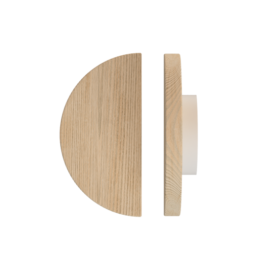 Single T02 Timber Entrance Pull Handle, Tasmanian Oak, Ø300mm, in Raw Timber (ready to stain or paint) in Tasmanian Oak / Powder Coat