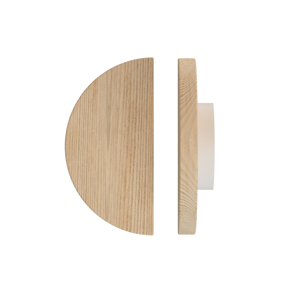 Single T02 Timber Entrance Pull Handle, Tasmanian Oak, Ø300mm, in Raw Timber (ready to stain or paint) in Tasmanian Oak / Powder Coat