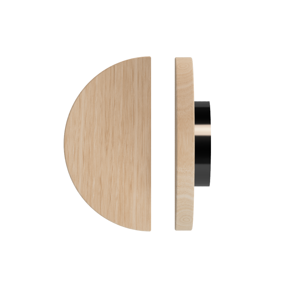 Single T02 Timber Entrance Pull Handle, Victorian Ash, Ø300mm, in Raw Timber (ready to stain or paint) in Victorian Ash / Black