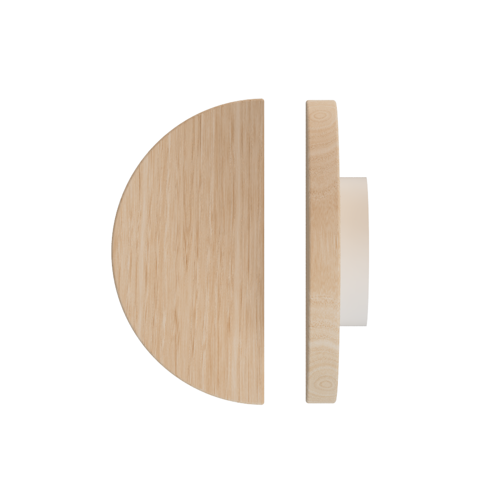 Single T02 Timber Entrance Pull Handle, Victorian Ash, Ø300mm, in Raw Timber (ready to stain or paint) in Victorian Ash / Powder Coat