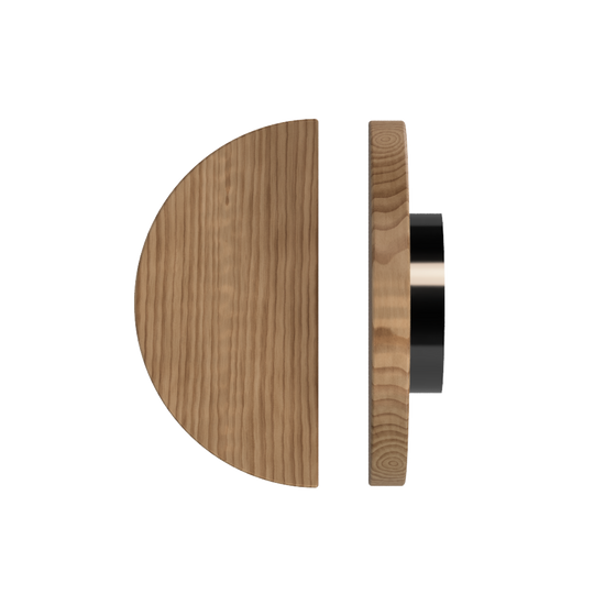 Single T02 Timber Entrance Pull Handle, American Walnut, Ø300mm, in Raw Timber (ready to stain or paint) in Walnut / Black