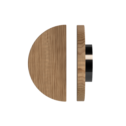 Single T02 Timber Entrance Pull Handle, American Walnut, Ø300mm, in Raw Timber (ready to stain or paint) in Walnut / Black