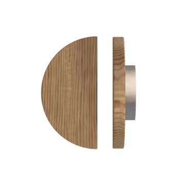 Single T02 Timber Entrance Pull Handle, American Walnut, Ø300mm, in Raw Timber (ready to stain or paint) in Walnut / Satin Nickel