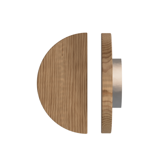 Single T02 Timber Entrance Pull Handle, American Walnut, Ø300mm, in Raw Timber (ready to stain or paint) in Walnut / Satin Nickel