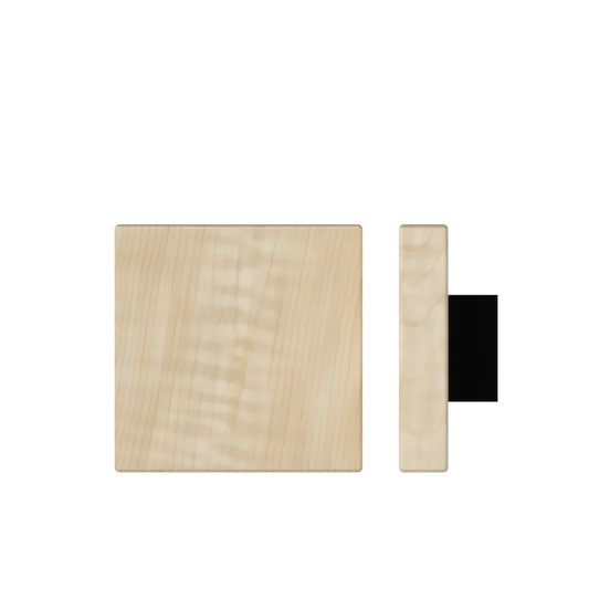 Single T03 Timber Entrance Pull Handle, American White Oak, 150mm x 150mm x Projection 68mm, in Raw Timber (ready to stain or paint) in White Oak / Black