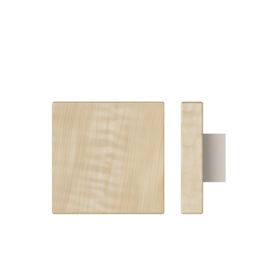 Single T03 Timber Entrance Pull Handle, American White Oak, 150mm x 150mm x Projection 68mm, in Raw Timber (ready to stain or paint) in White Oak / Powder Coat