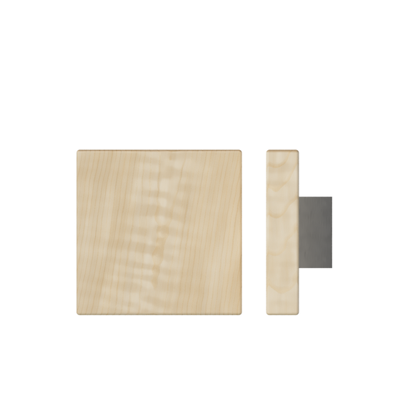 Single T03 Timber Entrance Pull Handle, American White Oak, 150mm x 150mm x Projection 68mm, in Raw Timber (ready to stain or paint) in White Oak / Satin Nickel