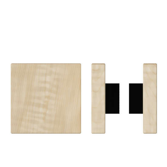 Pair T03 Timber Entrance Pull Handle, American White Oak, Back to Back Pair, 150mm x 150mm x Projection 68mm, in Raw Timber (ready to stain or paint) in White Oak / Black