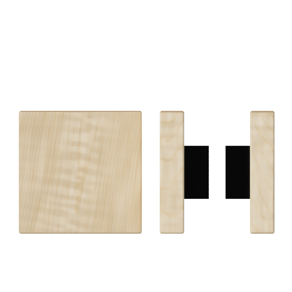 Pair T03 Timber Entrance Pull Handle, American White Oak, Back to Back Pair, 150mm x 150mm x Projection 68mm, in Raw Timber (ready to stain or paint) in White Oak / Black