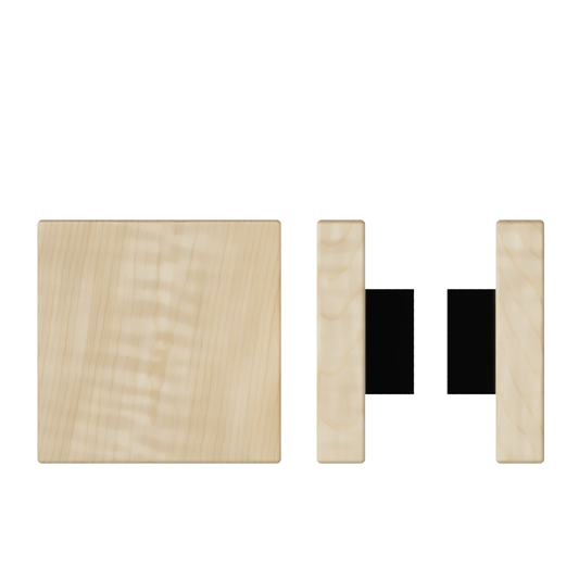 Pair T03 Timber Entrance Pull Handle, American White Oak, Back to Back Pair, 150mm x 150mm x Projection 68mm, in Raw Timber (ready to stain or paint) in White Oak / Black