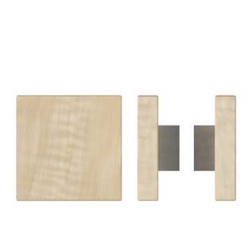 Pair T03 Timber Entrance Pull Handle, American White Oak, Back to Back Pair, 150mm x 150mm x Projection 68mm, in Raw Timber (ready to stain or paint) in White Oak / Satin Nickel