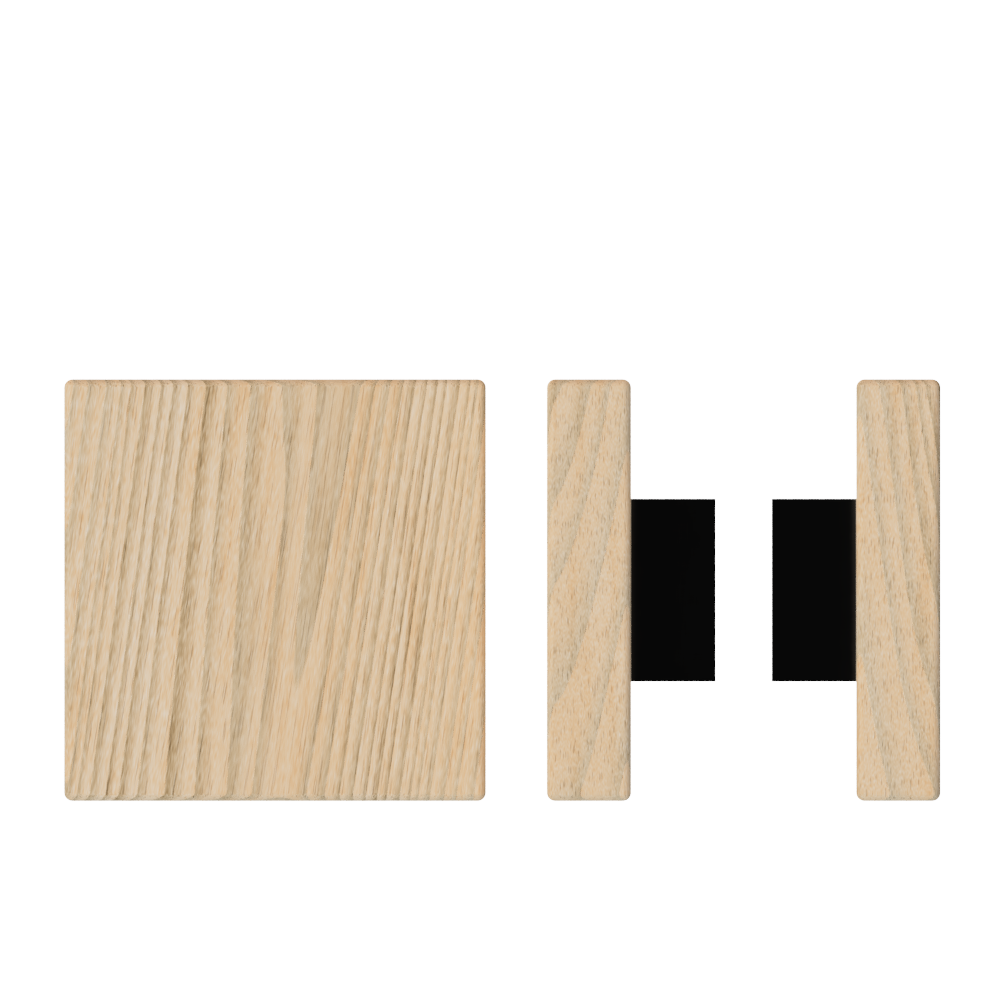 Pair T03 Timber Entrance Pull Handle, Tasmanian Oak, Back to Back Pair, 150mm x 150mm x Projection 68mm, in Raw Timber (ready to stain or paint) in Tasmanian Oak / Black