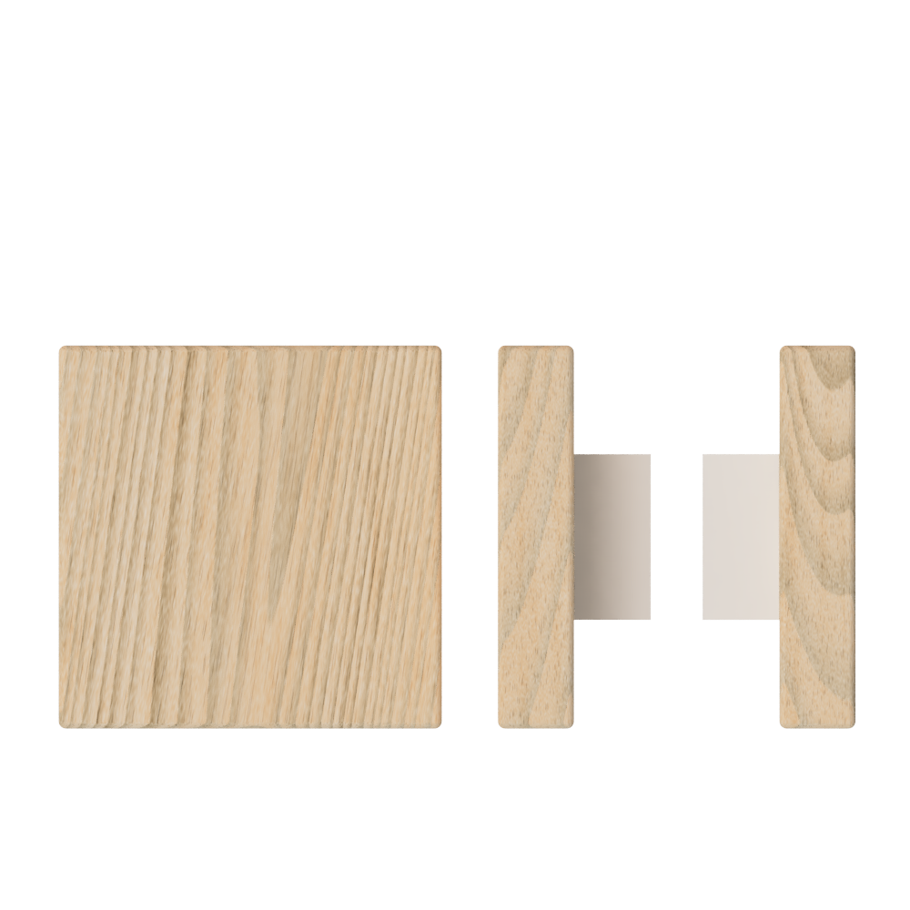 Pair T03 Timber Entrance Pull Handle, Tasmanian Oak, Back to Back Pair, 150mm x 150mm x Projection 68mm, in Raw Timber (ready to stain or paint) in Tasmanian Oak / Powder Coat