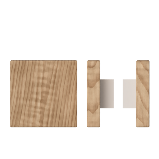 Pair T03 Timber Entrance Pull Handle, American Walnut, Back to Back Pair, 150mm x 150mm x Projection 68mm, in Raw Timber (ready to stain or paint) in Walnut / Powder Coat