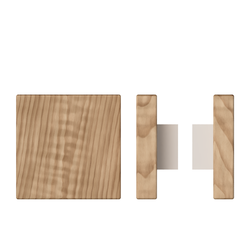 Pair T03 Timber Entrance Pull Handle, American Walnut, Back to Back Pair, 150mm x 150mm x Projection 68mm, in Raw Timber (ready to stain or paint) in Walnut / Powder Coat