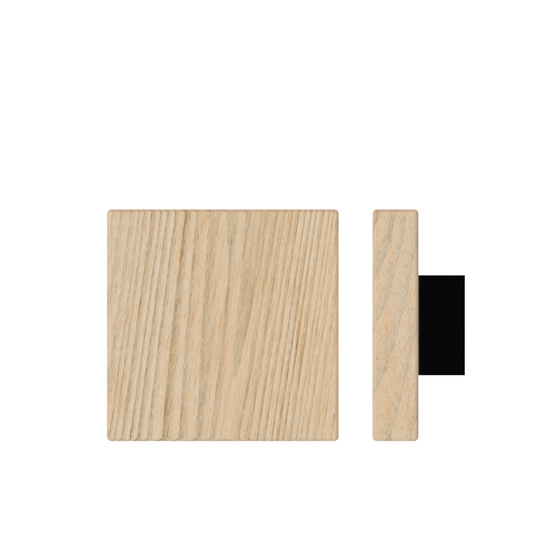 Single T03 Timber Entrance Pull Handle, Tasmanian Oak, 150mm x 150mm x Projection 68mm, in Raw Timber (ready to stain or paint) in Tasmanian Oak / Black