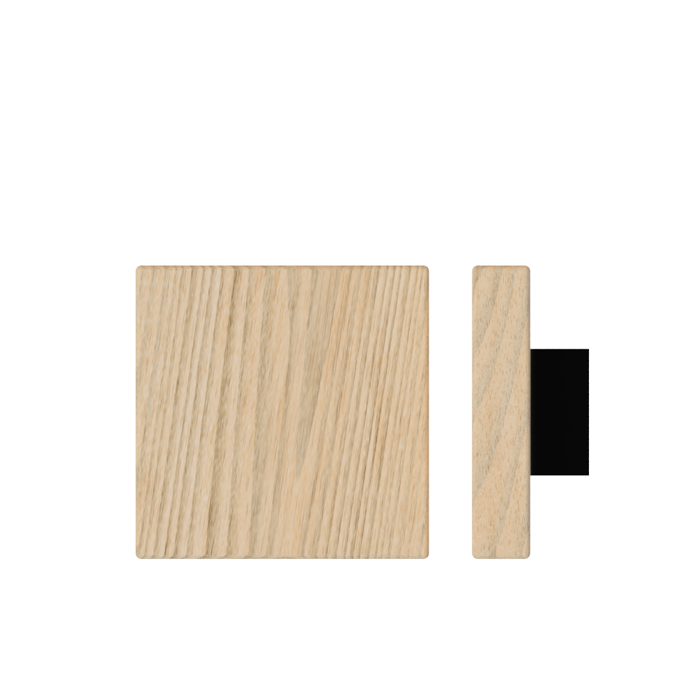 Single T03 Timber Entrance Pull Handle, Tasmanian Oak, 150mm x 150mm x Projection 68mm, in Raw Timber (ready to stain or paint) in Tasmanian Oak / Black