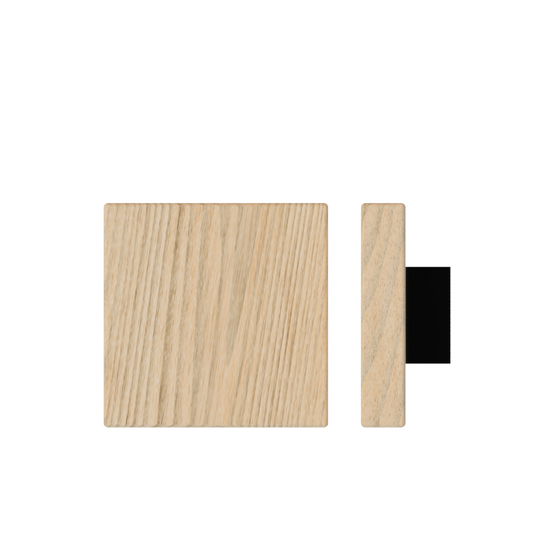 Single T03 Timber Entrance Pull Handle, Tasmanian Oak, 150mm x 150mm x Projection 68mm, in Raw Timber (ready to stain or paint) in Tasmanian Oak / Black