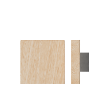 Single T03 Timber Entrance Pull Handle, Victorian Ash, 150mm x 150mm x Projection 68mm, in Raw Timber (ready to stain or paint) in Victorian Ash / Satin Nickel