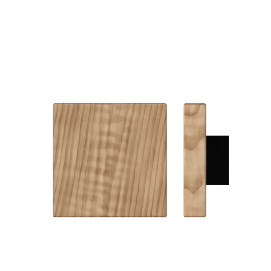 Single T03 Timber Entrance Pull Handle, American Walnut, 150mm x 150mm x Projection 68mm, in Raw Timber (ready to stain or paint) in Walnut / Black