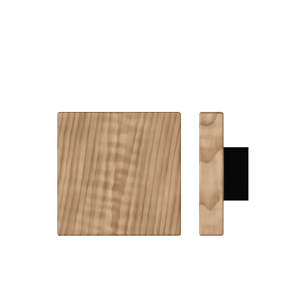 Single T03 Timber Entrance Pull Handle, American Walnut, 150mm x 150mm x Projection 68mm, in Raw Timber (ready to stain or paint) in Walnut / Black