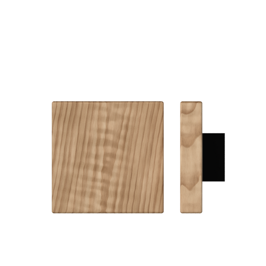 Single T03 Timber Entrance Pull Handle, American Walnut, 150mm x 150mm x Projection 68mm, in Raw Timber (ready to stain or paint) in Walnut / Black