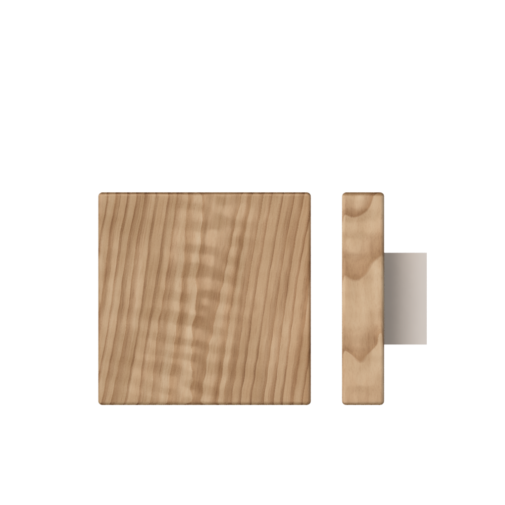 Single T03 Timber Entrance Pull Handle, American Walnut, 150mm x 150mm x Projection 68mm, in Raw Timber (ready to stain or paint) in Walnut / Powder Coat