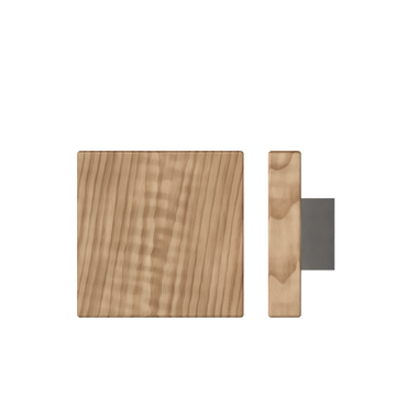 Single T03 Timber Entrance Pull Handle, American Walnut, 150mm x 150mm x Projection 68mm, in Raw Timber (ready to stain or paint) in Walnut / Satin Nickel