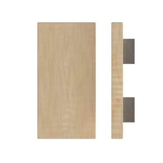 Single T04 Timber Entrance Pull Handle, American White Oak, 300mm x 150mm x Projection 68mm, in Raw Timber (ready to stain or paint) in White Oak / Satin Nickel