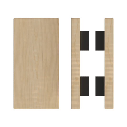 Pair T04 Timber Entrance Pull Handle, American White Oak, Back to Back Pair, 300mm x 150mm x Projection 68mm, in Raw Timber (ready to stain or paint) in White Oak / Black