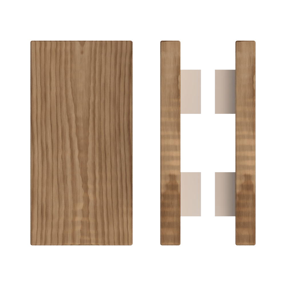 Pair T04 Timber Entrance Pull Handle, American Walnut, Back to Back Pair, 300mm x 150mm x Projection 68mm, in Raw Timber (ready to stain or paint) in Walnut / Powder Coat