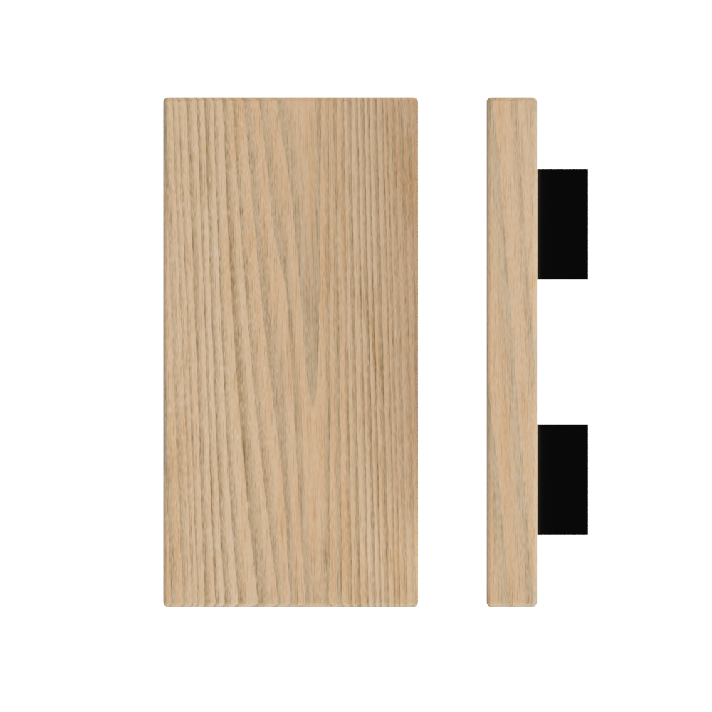 Single T04 Timber Entrance Pull Handle, Tasmanian Oak, 300mm x 150mm x Projection 68mm, in Raw Timber (ready to stain or paint) in Tasmanian Oak / Black