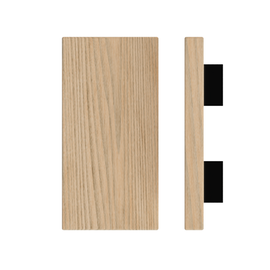 Single T04 Timber Entrance Pull Handle, Tasmanian Oak, 300mm x 150mm x Projection 68mm, in Raw Timber (ready to stain or paint) in Tasmanian Oak / Black