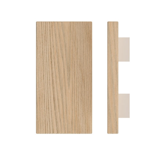 Single T04 Timber Entrance Pull Handle, Tasmanian Oak, 300mm x 150mm x Projection 68mm, in Raw Timber (ready to stain or paint) in Tasmanian Oak / Powder Coat