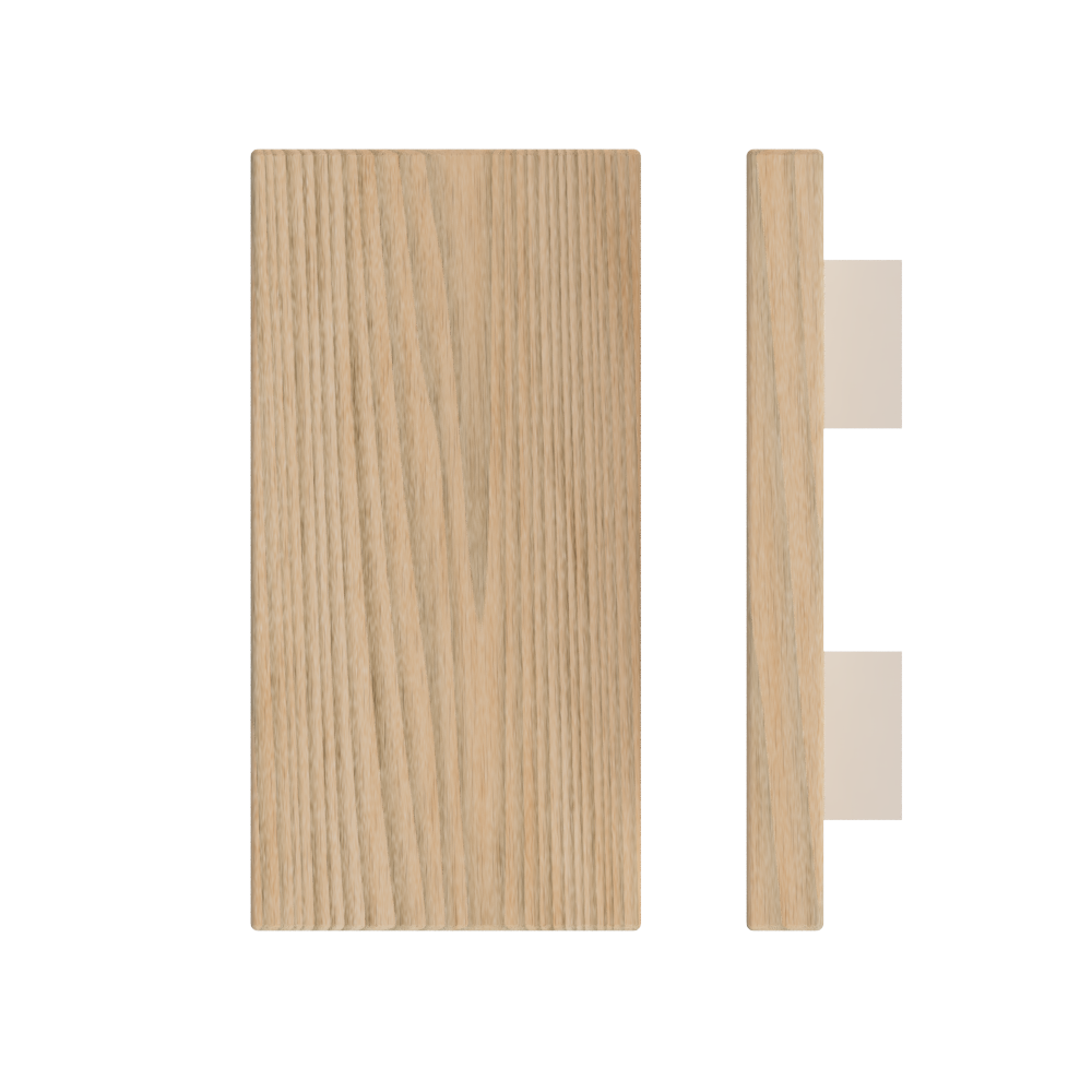 Single T04 Timber Entrance Pull Handle, Tasmanian Oak, 300mm x 150mm x Projection 68mm, in Raw Timber (ready to stain or paint) in Tasmanian Oak / Powder Coat