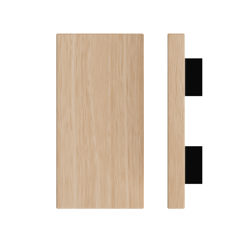 Single T04 Timber Entrance Pull Handle, Victorian Ash, 300mm x 150mm x Projection 68mm, in Raw Timber (ready to stain or paint) in Victorian Ash / Black