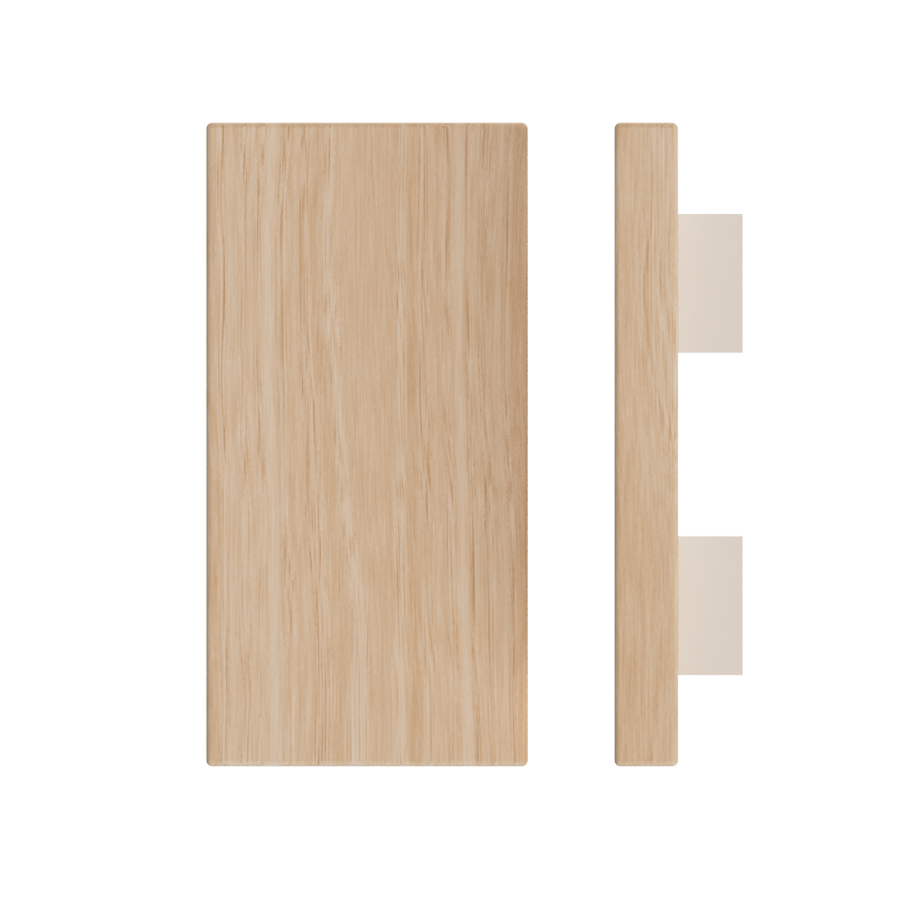 Single T04 Timber Entrance Pull Handle, Victorian Ash, 300mm x 150mm x Projection 68mm, in Raw Timber (ready to stain or paint) in Victorian Ash / Powder Coat