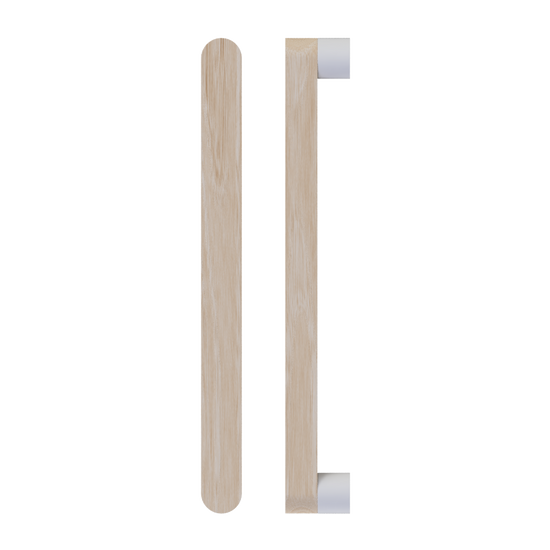 Single T05 Timber Entrance Pull Handle, Tasmanian Oak, CTC800mm, H832mm x W32mm x D19mm x Projection 57mm, in Raw Timber (ready to stain or paint) in Tasmanian Oak / Powder Coat