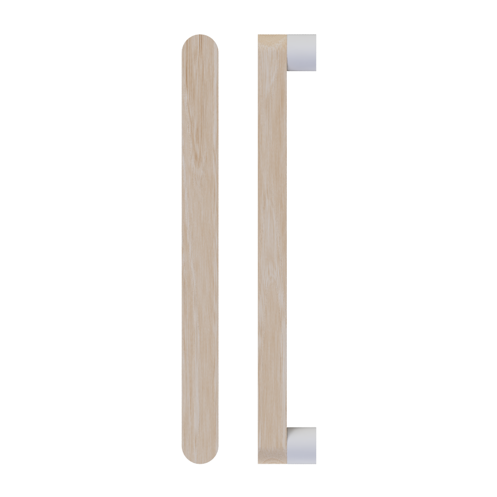 Single T05 Timber Entrance Pull Handle, Tasmanian Oak, CTC800mm, H832mm x W32mm x D19mm x Projection 57mm, in Raw Timber (ready to stain or paint) in Tasmanian Oak / Powder Coat