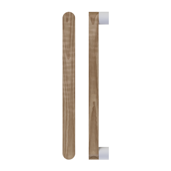 Single T05 Timber Entrance Pull Handle, American Walnut, CTC800mm, H832mm x W32mm x D19mm x Projection 57mm, in Raw Timber (ready to stain or paint) in Walnut / Powder Coat