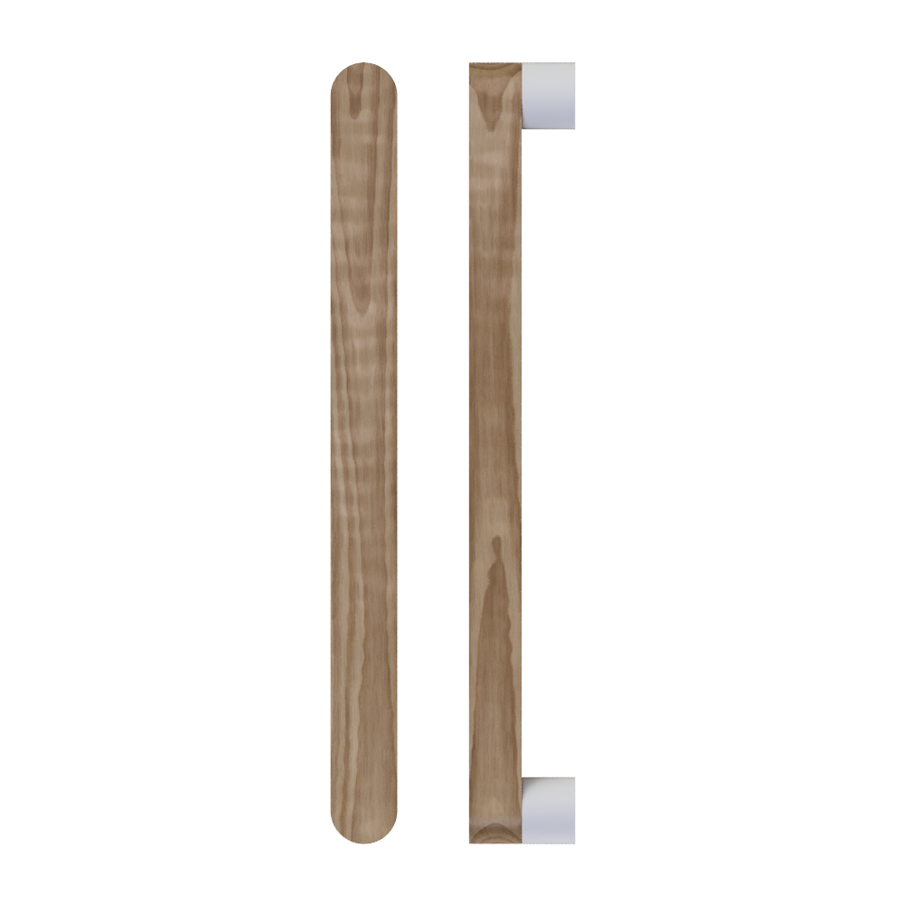 Single T05 Timber Entrance Pull Handle, American Walnut, CTC800mm, H832mm x W32mm x D19mm x Projection 57mm, in Raw Timber (ready to stain or paint) in Walnut / Powder Coat