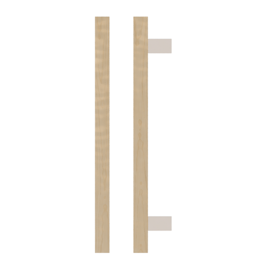 Single T06-25 Timber Entrance Pull Handle, American White Oak, CTC600mm, H800mm x 25mm x 25mm x Projection 70mm, in Raw Timber (ready to stain or paint) in White Oak / Powder Coat