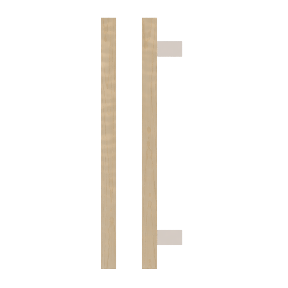 Single T06-25 Timber Entrance Pull Handle, American White Oak, CTC600mm, H800mm x 25mm x 25mm x Projection 70mm, in Raw Timber (ready to stain or paint) in White Oak / Powder Coat